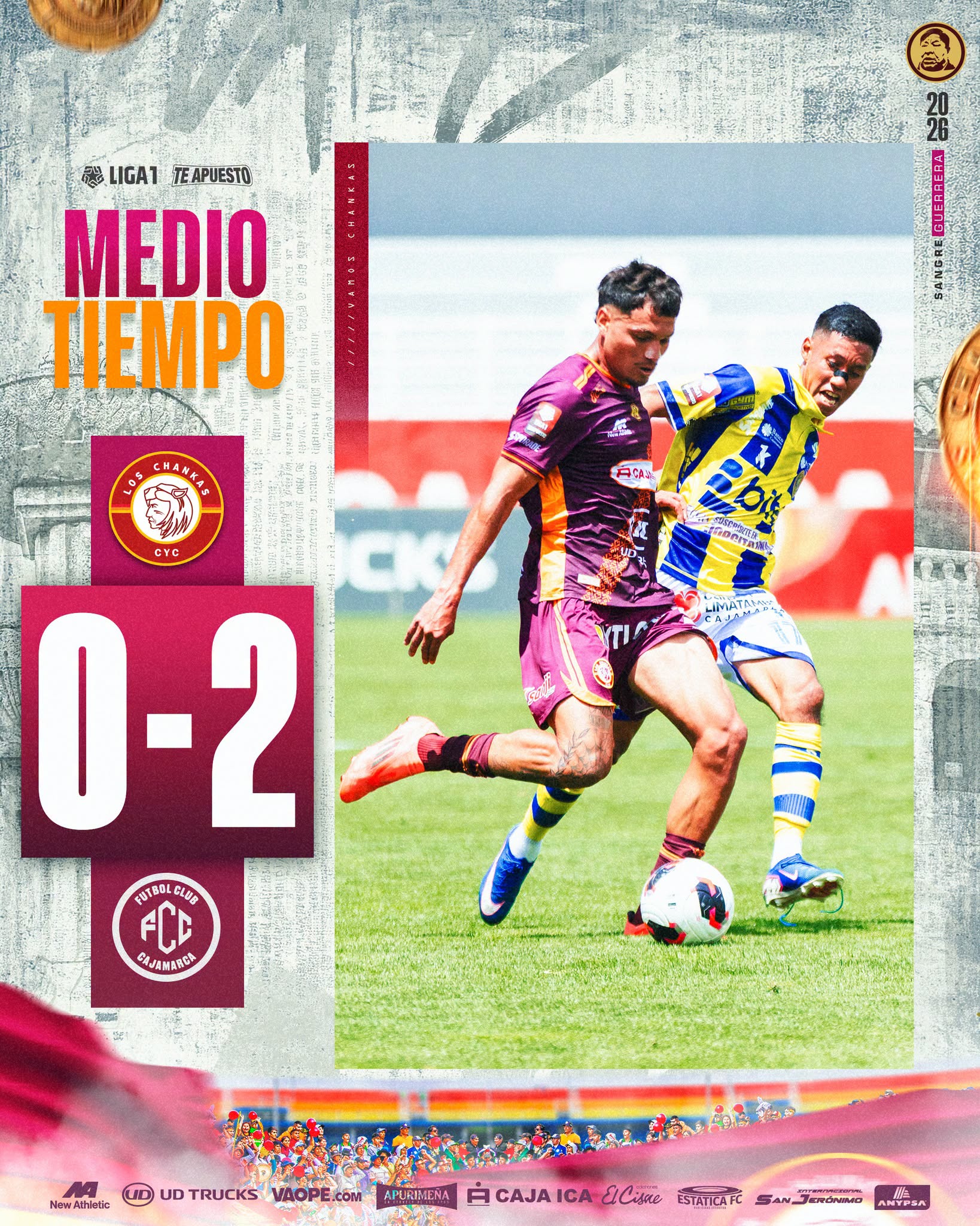 Medio Tiempo: Los Chankas CYC 0 - 2 FC Cajamarca